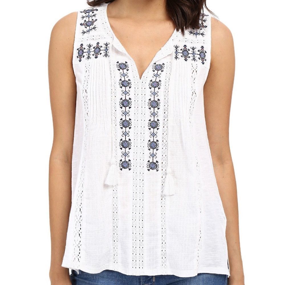 NWT Lucky Brand Woven Peasant Top
